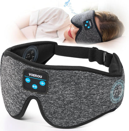 Voerou Sleep Mask with Bluetooth Headphones, Zero Pressure Wireless Sleeping Eye Mask, 100% Light Blocking Sleep Headphones for Side Sleepers, Suitable for Sleep Nap Travel, Cool Gadgets Unique Gifts
