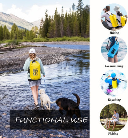 Dry Bag Waterproof Backpack 5L/10L/20L/30L Roll Top Waterproof Bag,Floating Dry bags for Kayaking,Swimming,Boating,Camping,Beach.