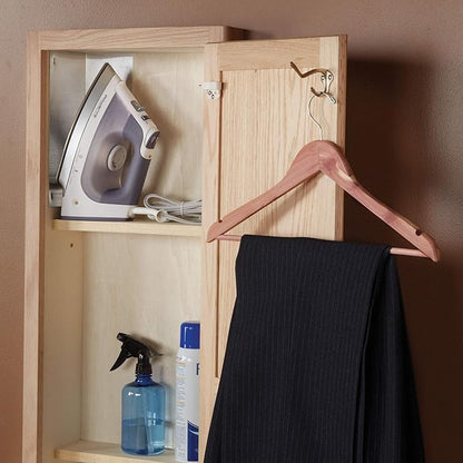 Household Essentials Ironing Board Cabinet, In-Wall Recessed Ironing Board Cabinet with Storage Shelves, Unfinished Wood, Oak
