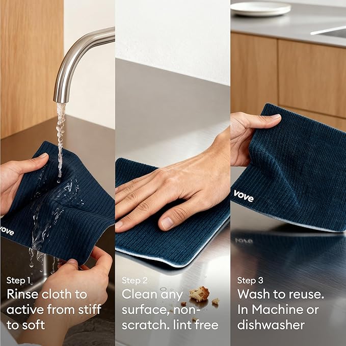 Vove Swedish Dishcloths 5-Pack, Botanical Garden - FSC Certified Cellulose & Cotton, Oeko-TEX Standard 100, Reusable Washable Kitchen Cleaning Cloths, Eco Friendly Floral Design