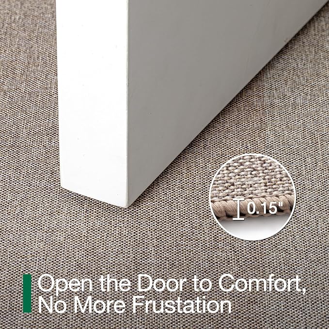 LUMI Ultra Thin Door Mat for Entryway,48"x72" Low Profile Non Slip Rubber Backing Indoor Doormat, Easy Clean Welcome Entrance Mat for Inside House, Patio, Beige