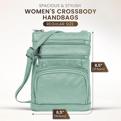 Krediz leather Crossbody Purses for Women, Multi Pocket Crossbody Purse with Adjustable Strap, Soft & Durable Leather Purse