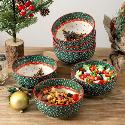 glowworm Christmas Dinnerware Sets for 6, 18 Pieces Plates and Bowls Set, Ceramic Dishes Set for 6, Oven, Microwave & Dishwasher Safe
