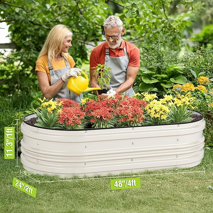 WORKPRO 2PK 4x2x1ft Outdoor Galvanized Raised Garden Bed Kit, Rust & Corrosion