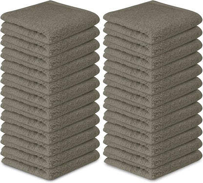 Softolle 100% Cotton Washcloths 24 Pack (12x12 Inches) Soft, Highly Absorbent Washcloth, Face Towels, Wash Cloths for Face, Ring Spun, Bulk Pack (Taupe)