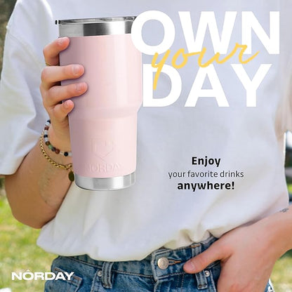 NORDAY | Tumbler with Lid - 30oz - Blush Glitter Insulated Tumbler - Stainless Steel Tumblers - Double Wall Insulated Travel Coffee Mug for Car Cup Holder - Keeps Temperature for 24hr - Anti Spill Lid
