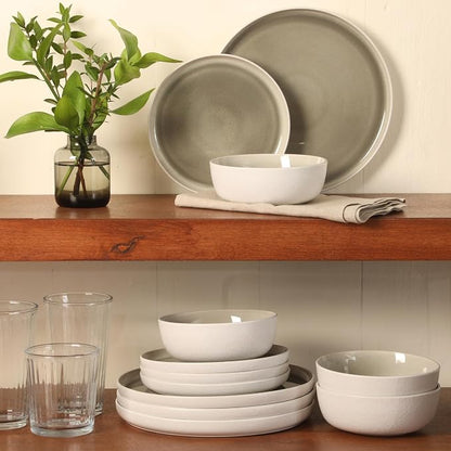 Gibson Elite Tahoe Sunset 12-Piece Reactive Stoneware Dinnerware Set – Matte