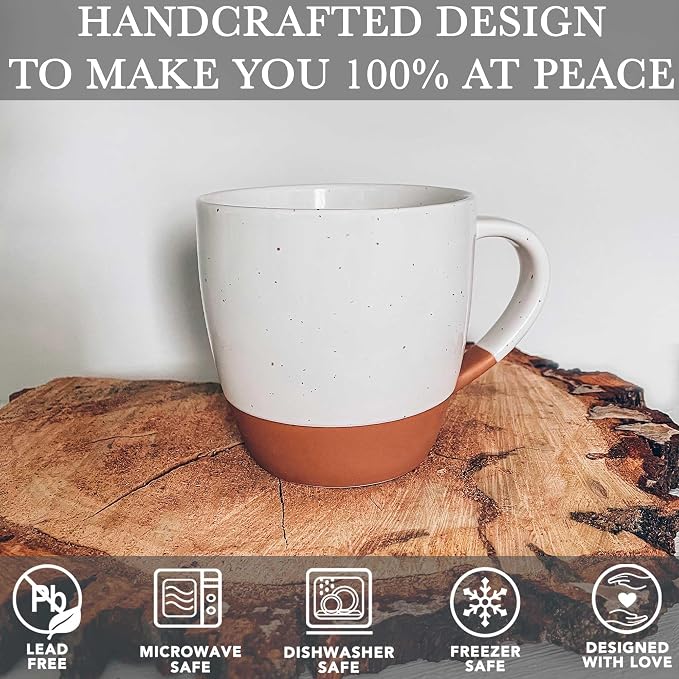 Mora Ceramic Large Latte Mug Set of 4, 16oz