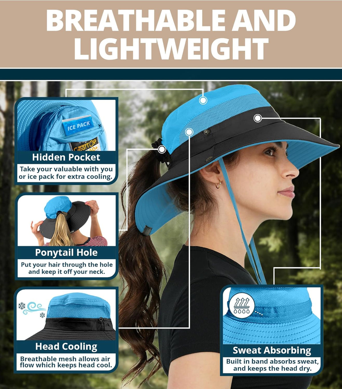 GearTOP Safari Sun Hat for Men and Sun Hats for Women UV Protection UPF 50+ Hiking, Gardening, Fishing