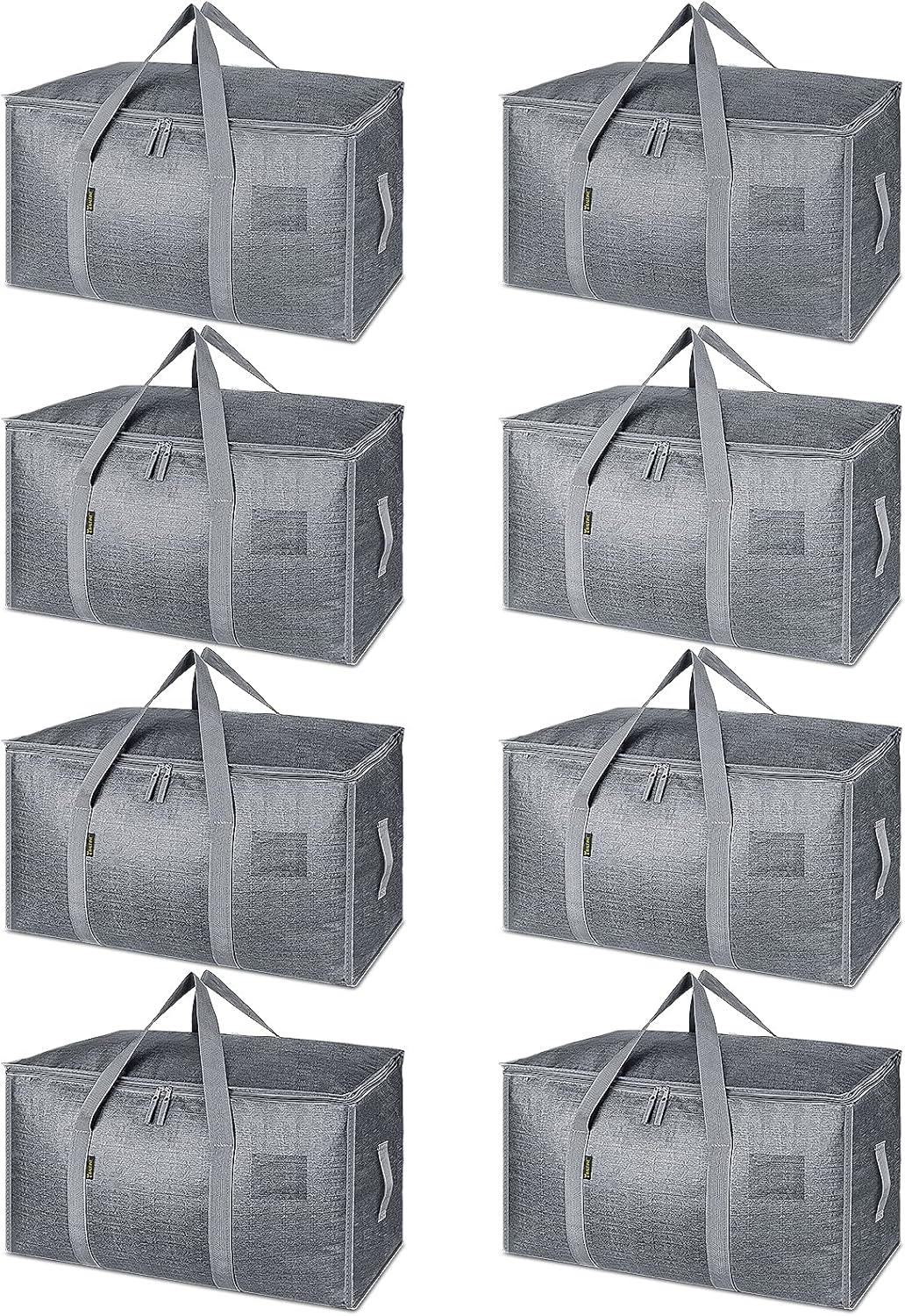BALEINE 8-Pack Oversized Moving Bags with Reinforced Handles, Heavy-Duty Storage Tote for Clothes, Moving Supplies (Winter Grey, 8-Pack)