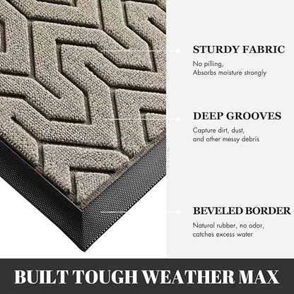 Yimobra Large Door Mat Outside Entrance 47x24, Waterproof Heavy Duty Outdoor Mats for Front Door, Non Slip Rubber Entry Mat for Garage Patio, Easy Clean, Beige