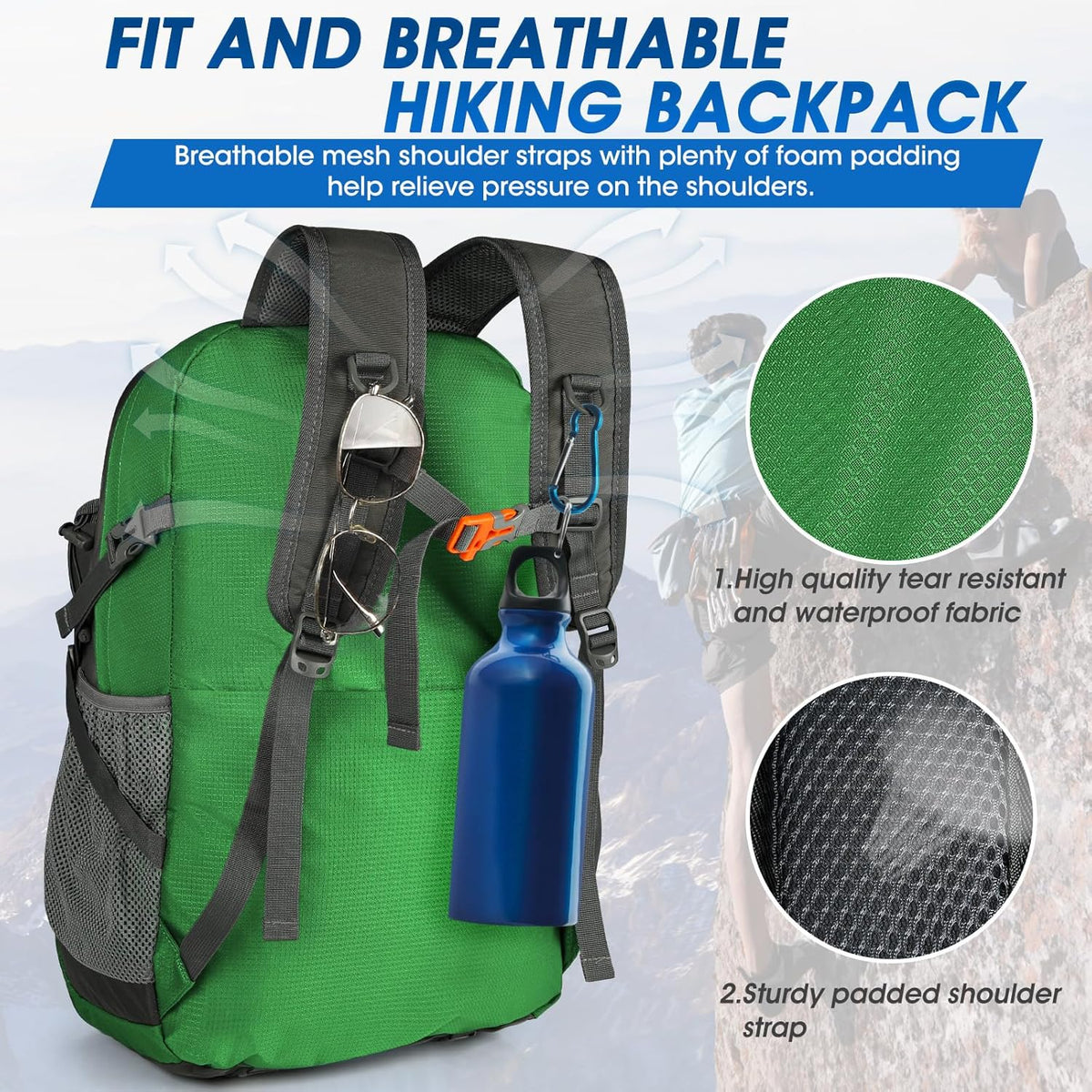 IGOLUMON Hiking Backpack 40L Packable Lightweight Camping Backpack Men Women Waterproof Hiking Daypack Outdoor Travel Daypack
