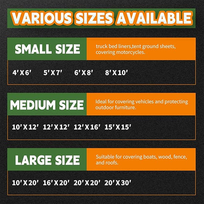 20x30 Feet Tarp Waterproof,9Mil Thick,Finished Size Tarps,UV Resistant,Durable,Multipurpose Poly Tarp Cover with Metal Grommets and Reinforced Edges,Green/Black by RAINDEWAY