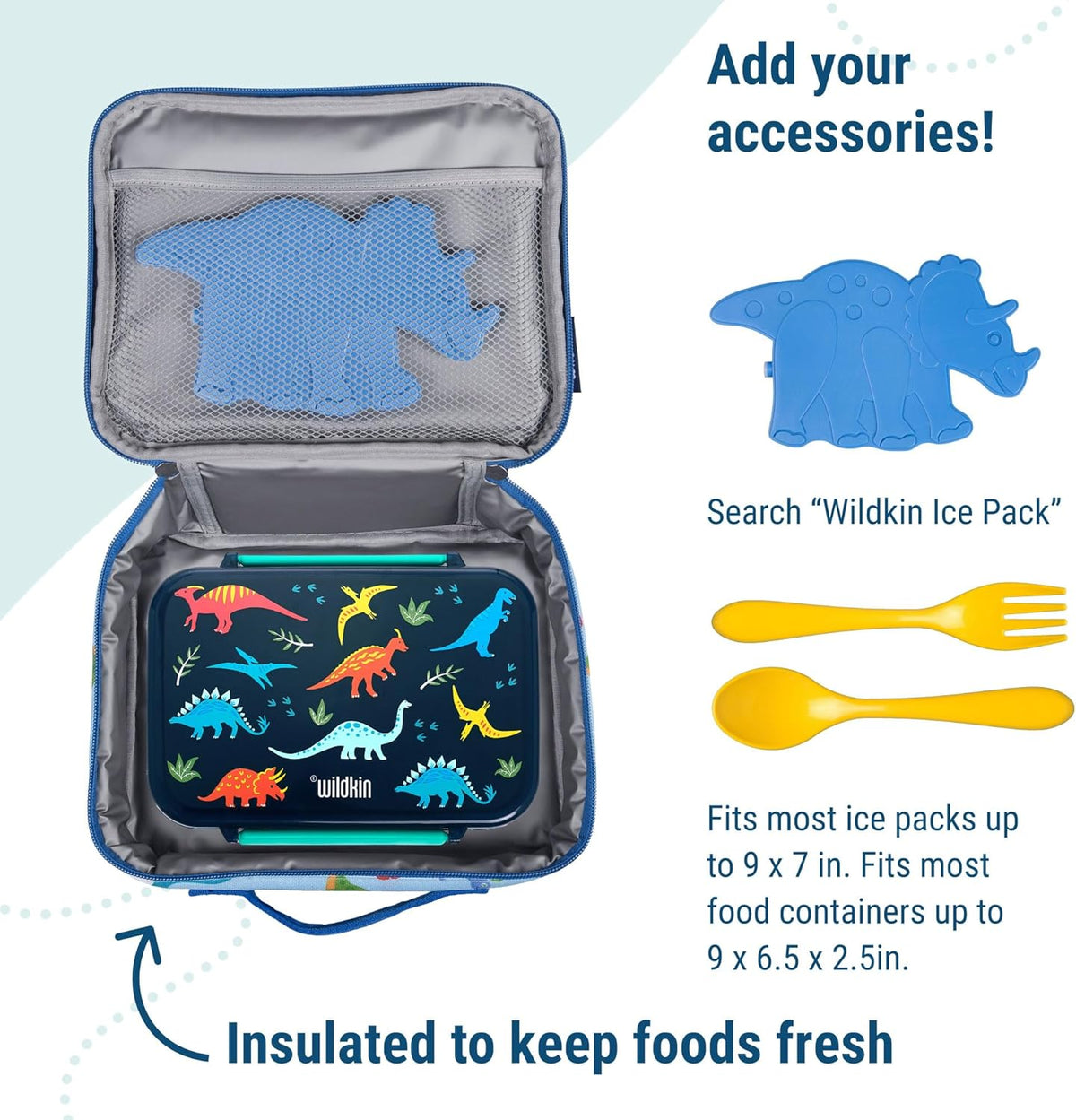 Wildkin Kids Insulated Lunch Box – Durable and Reusable for School & Travel - Confetti Blue