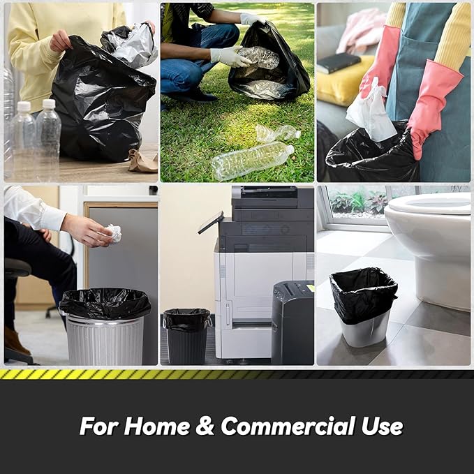100 Count 17 Micron Extra Heavy Duty 4 Gallon Trash Bags, Sturdy & Tear-Resistant Small Trash Bags for Bathroom & Kitchen