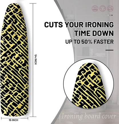 Extra Thick Ironing Board Cover and Pad, Yellow Modern Geometric 15x54 Ironing Board Cover, Resist Scorching and Staining,Elastic Edges,Abstract Art