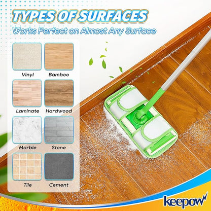 KEEPOW Reusable Mop Pads Compatible with Swiffer Sweeper Mop, Microfiber Dry Sweeping Cloths Washable Wet Mopping Cloth Refills for Hardwood Floor Cleaning, 3 Pack (Mop is Not Included)