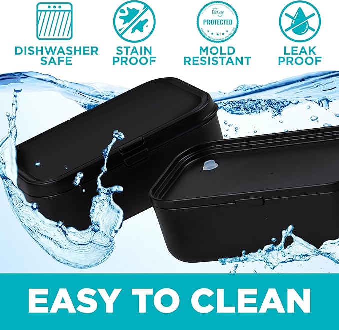 Double Premium Bento Box Adult, 67 fl oz BPA-Free - Black Stackable Lunch Box with Leak-Proof Lids & Dividers, Perfect for Meal Prep, Lunches & Portion Control