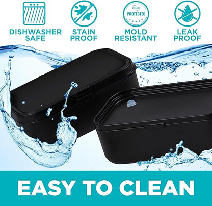 Double Premium Bento Box Adult, 67 fl oz BPA-Free - Black Stackable Lunch Box with Leak-Proof Lids & Dividers, Perfect for Meal Prep, Lunches & Portion Control
