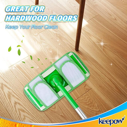 Reusable Pads Compatible with Swiffer Sweeper Mops - Washable Microfiber Mop Pad Refills - 12 Inch Floor Cleaning Mop Head Pads Work Wet and Dry - 5 Pack