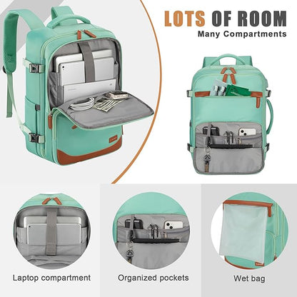 40L Travel Backpack with USB Charging Port, Water-Resistant Carry On Backpack for Men Women, Business Laptop Backpack for Trips & Commutes, Fits 15.6/17.3 Inch Laptop