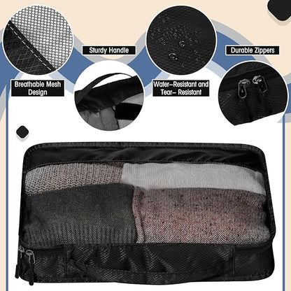 5 Pcs Packing Cubes for Suitcase Large Travel Cubes Carry on Luggage Organizer Bags for Clothes Accessories(L,Black)