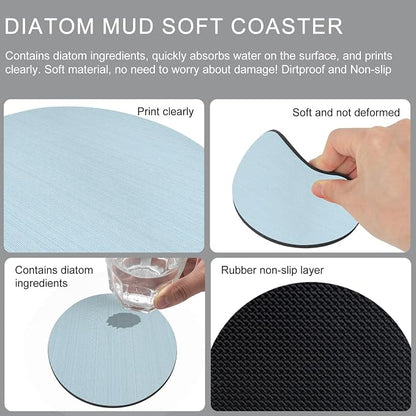 Sky Blue Thin Lines Coasters Set of 4, Absorbent Coasters
