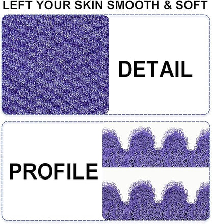 Evridwear Exfoliating Gloves for Shower, 100% Nylon Thick Soft Medium Heavy Bathing Gloves Dead Skin Remover Body Scrubber Smooth Skin with Hang Loop, Purple