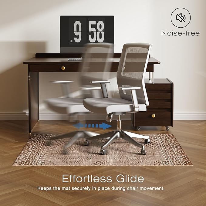 Office Chair Mat for Hardwood & Tile Floor, 36" × 48" Desk Chair Mat for Rolling Chairs, Anti-Slip Under Desk Rug Floor Protector for Home Office, Washable Area Rug for Living Room, Brown