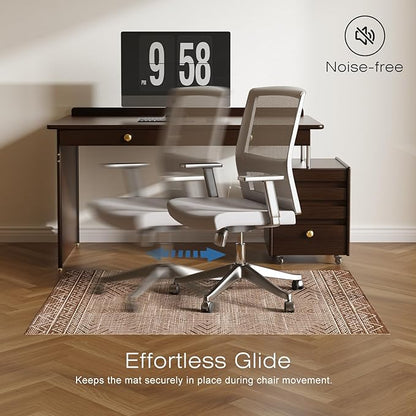 Office Chair Mat for Hardwood & Tile Floor, 36" × 48" Desk Chair Mat for Rolling Chairs, Anti-Slip Under Desk Rug Floor Protector for Home Office, Washable Area Rug for Living Room, Brown