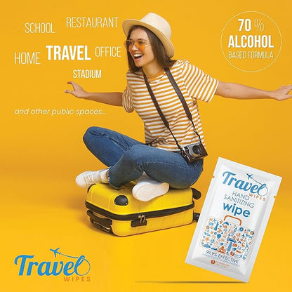 Hand Sanitizing Travel Wipes – 30ct Individually Wrapped | Fragrance-Free, Moisturizing, 70% Isopropyl Alcohol Wipes | Travel, Home, Office, Daily Use | Made in USA