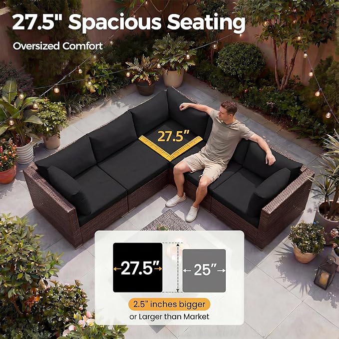 NICESOUL 11 Piece L-Shaped Outdoor Patio Furniture Set