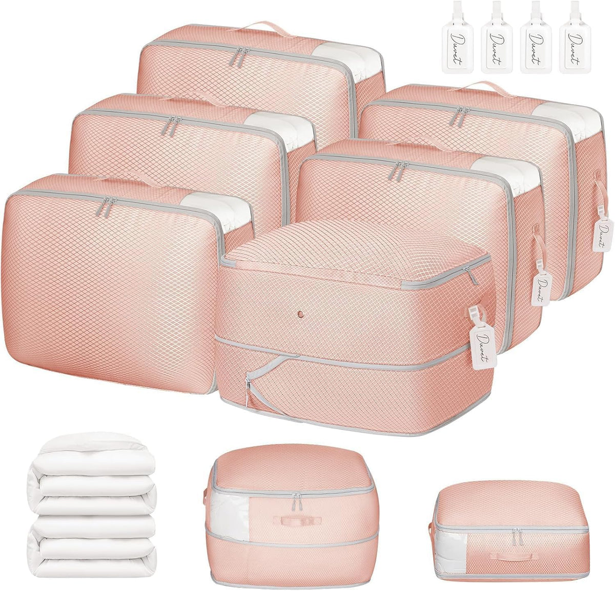 DIMJ Comforter Storage Bag 6 Pack - Blanket Storage Organizer Compression Bags, Large Capacity Ultra Space Saving Self Compression Organize for Bedding, Pillow, Duvet, Sheet Storage with Zipper Window