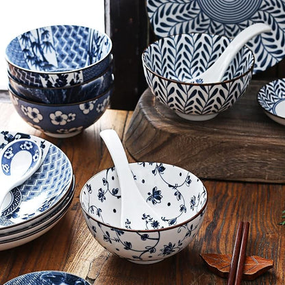 Gegong Blue and White Porcelain Dinnerware Set, Chopsticks, Service