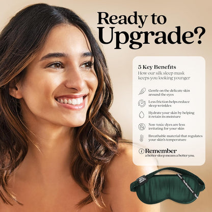 Pure Silk Sleep Mask [100% 6A Mulberry Silk, 22 Momme] Light Blocking Travel Essentials. Eye Masks for Sleeping. Black Oeko-Tex Blindfold. Eye Covers for Men & Women