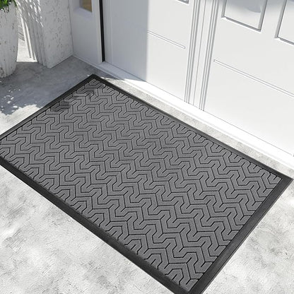 Yimobra Extra Large Door Mat Outside Entrance 60x32, Waterproof Heavy Duty Outdoor Mats for Front Door, Non Slip Rubber Entry Mat for Garage Patio, Easy Clean, Grey