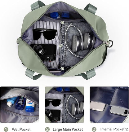 Travel Duffel Bag, Sports Tote Gym Bag, Shoulder Weekender Overnight Bag for Women