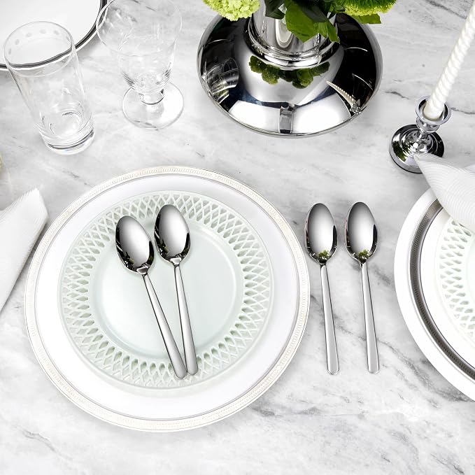 Premium Aline 4-Piece 7.4-Inch Dinner Spoon Set | 18/10 Stainless Steel Dinner