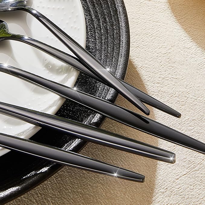 18/10 Silverware Set for 8, 40 Piece Black Stainless Steel Flatware Cutlery |