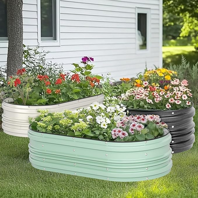 WORKPRO 2PK 4x2x1ft Galvanized Raised Garden Bed Set, Rust & Corrosion
