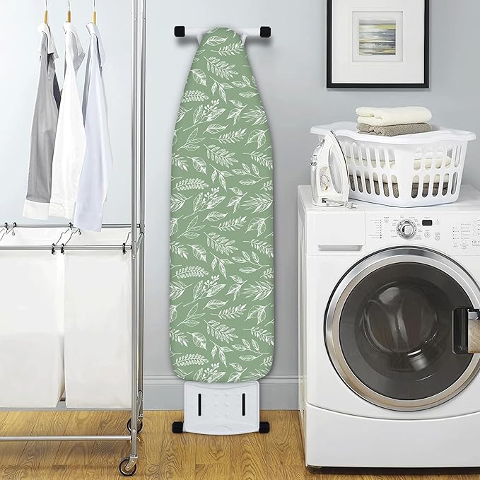 Extra Thick Ironing Board Cover and Pad, 15x54 Ironing Board Cover, Resist Scorching and Staining,Elastic Edges,Sage Green Spring Summer Plants
