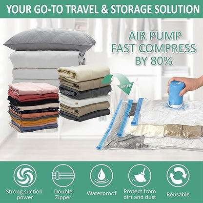 Cozy Essential 35 Pack Vacuum Storage Bags with Electric Pump, Vacuum Seal Space Saver Bags for Clothing, Pillows, Blanket, Bedding, Comforters