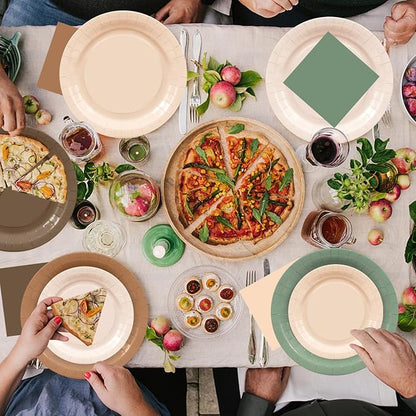 60Pcs Woodland Plates and Napkins Party Supplies, Serves 20 | Sage Green and