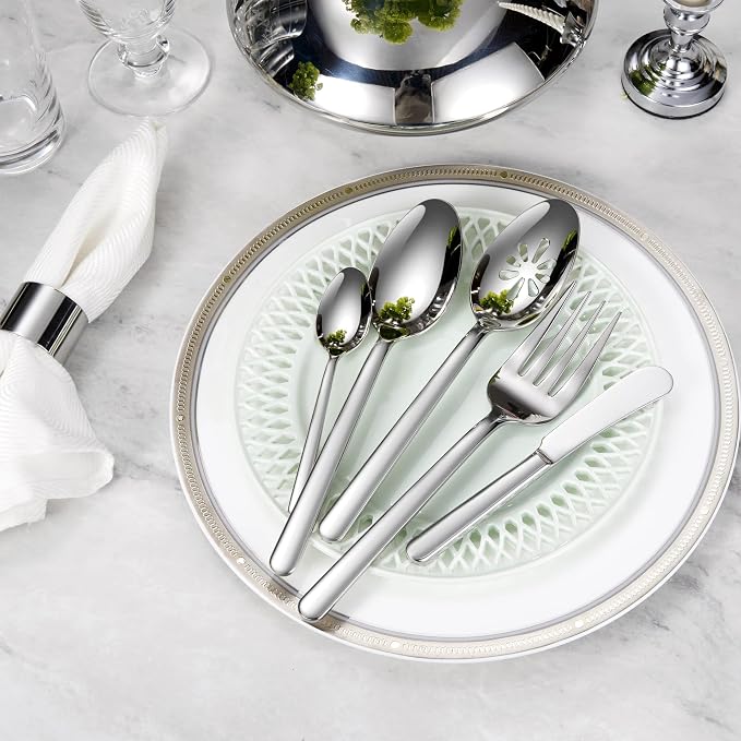 Premium Aline 4-Piece 9-Inch Serving Spoon Set | 18/10 Stainless Steel Serving