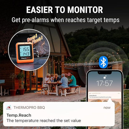 ThermoPro 650 ft Wireless Meat Thermometer Digital for Grilling and Smoking, 2 Probes Bluetooth Meat Thermometer for Cooking Turkey Fish Beef, Rechargeable Smoker Accessories for BBQ Oven