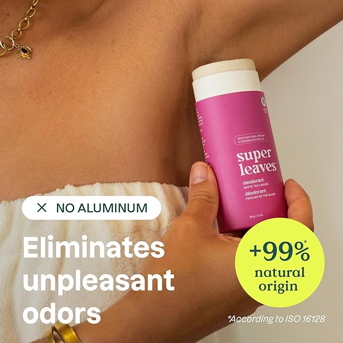 ATTITUDE Plastic-Free Deodorant, EWG Verified, Aluminum Free, Vegan Naturally Sourced Body Deodorants for Women & Men, Dermatologically Tested, White Tea Leaves, 3 Ounces
