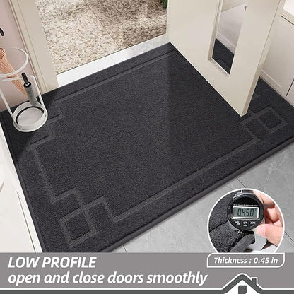 BEQHAUSE Door Mat 20" x 32", Non-Slip Door Mats Indoor Entryway Rugs Washable Low-Profile Absorbent and Stain Resist Floor Mats, Dog Door Mat for Front Back Door, Muddy Wet Shoes & Paws, Dark Grey