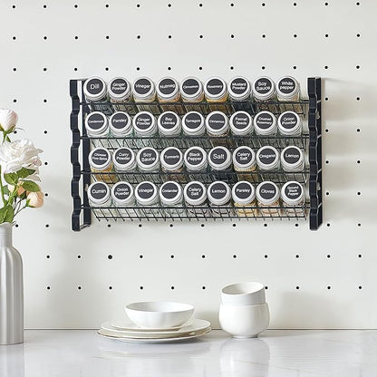 VEVOR Spice Rack Organizer for Cabinet, Spice Organizer with 36 Empty Spice Jars, Lids, Spice Labels, and Funnel Complete Set, Seasoning Organizer for Countertop, Kitchen, Pantry, Cupboard, 18x11 in