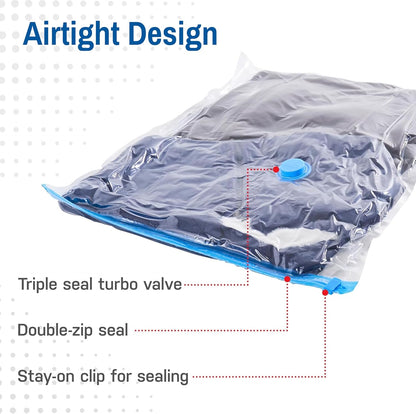 2 Pack Jumbo Vacuum Storage Bags for Comforters, Blankets & Clothes – Jumbo Vacuum Sealed Compression Bags with Hand Pump – Space Saver Storage Bags for Bedding, Moving, Travel & Organization