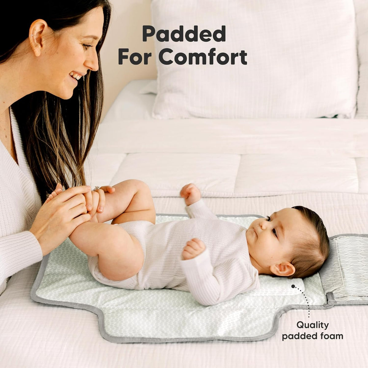 KeaBabies Portable Diaper Changing Pad - Large Waterproof Baby Changing Mat, Compact Travel Diaper Clutch, Functional Pockets Fit Newborn Essentials, Wipeable & Padded Baby Changer (Prism)